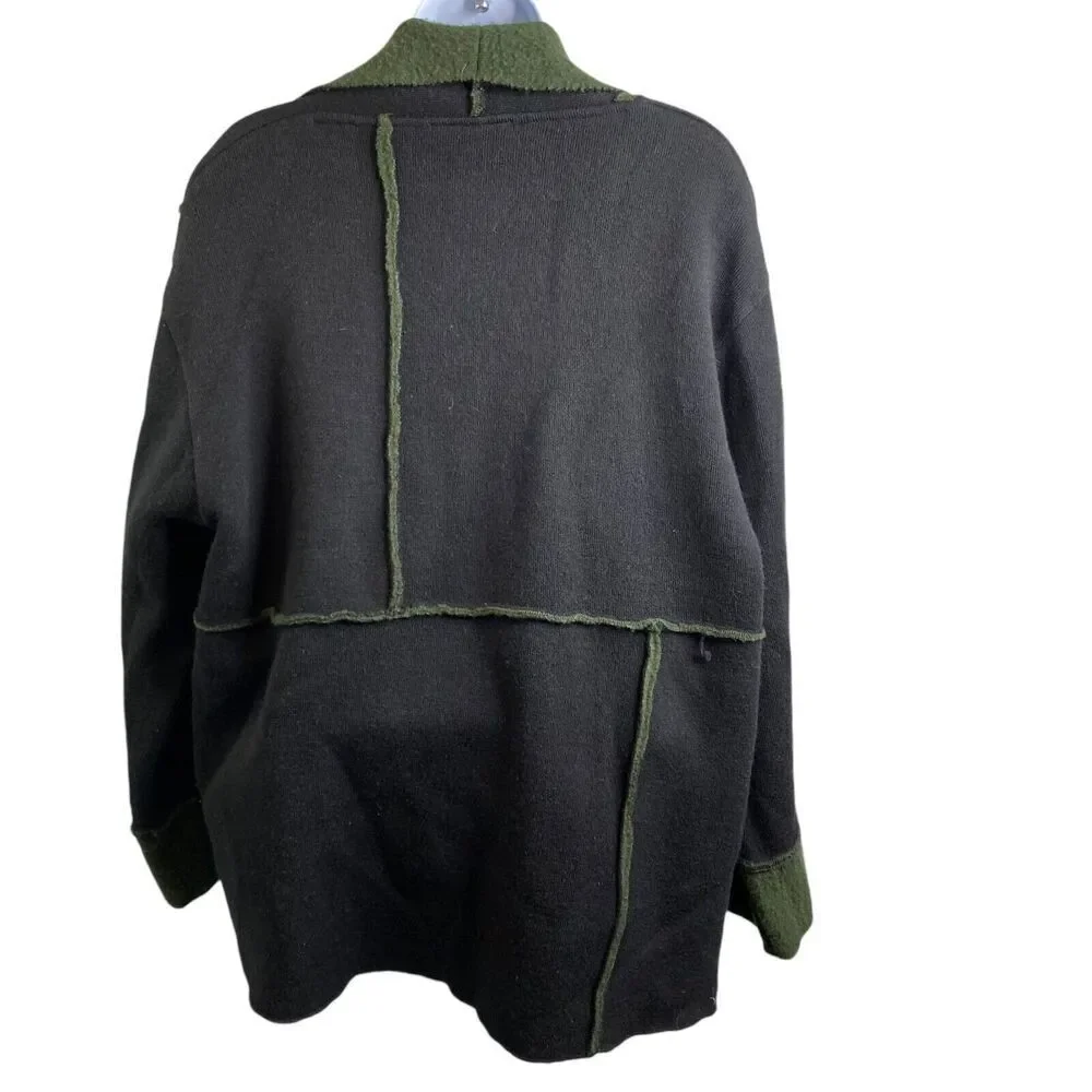 Vintage Adini Cozy Black Faux Shearling Teddy Lined Slouchy Boho Jacket Size‎ M